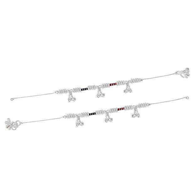 Fashion Jewelry Anklets For Girls & Women: Rhodium Plated Trendy Touch: Fashionable Lightweight Anklets W : OSAK001-IRRDBKANKLET