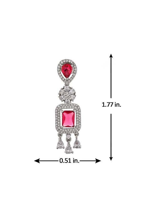 Sparkling Elegance Pink Square Cz Studded Earings : 8905124499551
