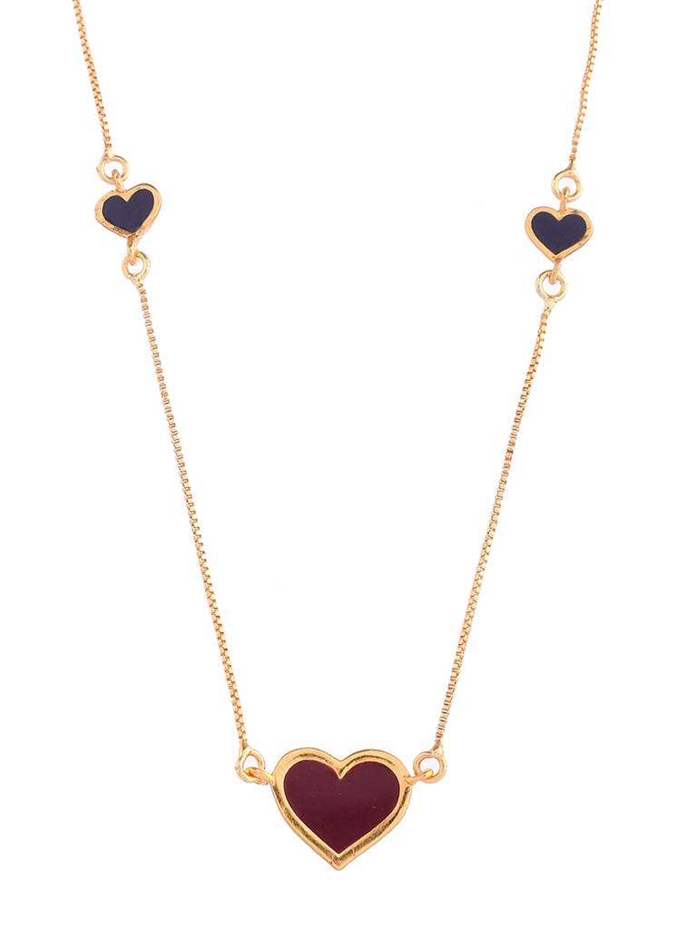 Valentine'S Day Collection Deep Red Enamel Heart Pendant Set : 8905124491418