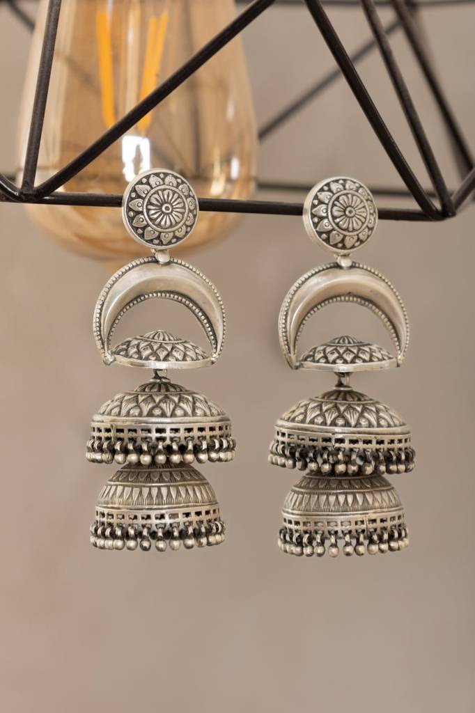 Tattva Embossed Motif Grand Statement Jhumka : SE504070