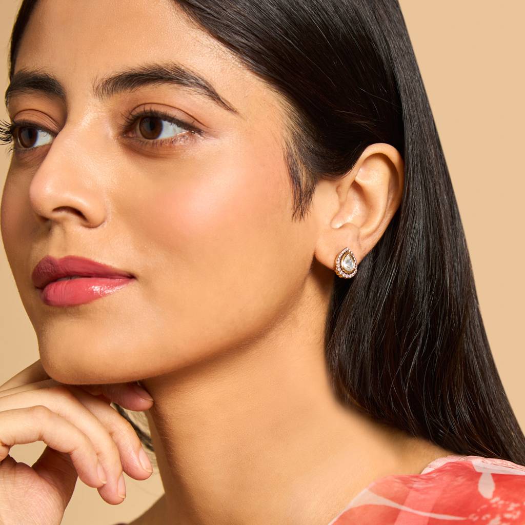 Kushal'S Fashion Jewellery White Victorian Plated Casual Wear Kundan Earring : 415231