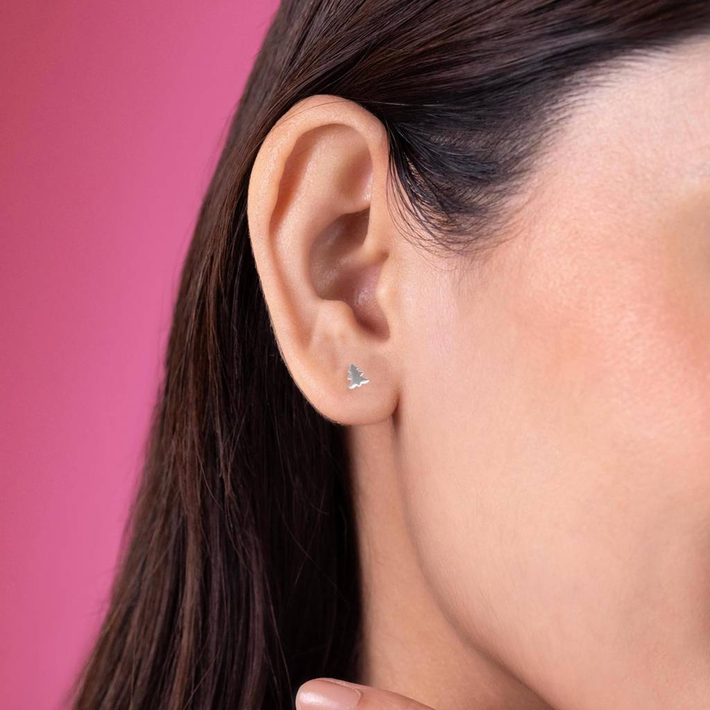 925 Silver Christmas Tree Studs | Festive Holiday Gift : SE_000804