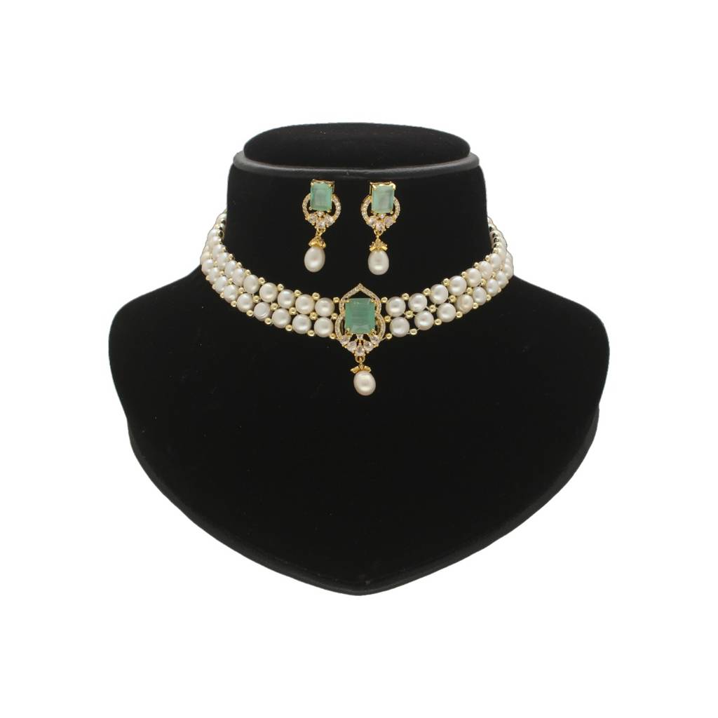 Charming 2 String White Pearl Choker : JPAUG-23-055