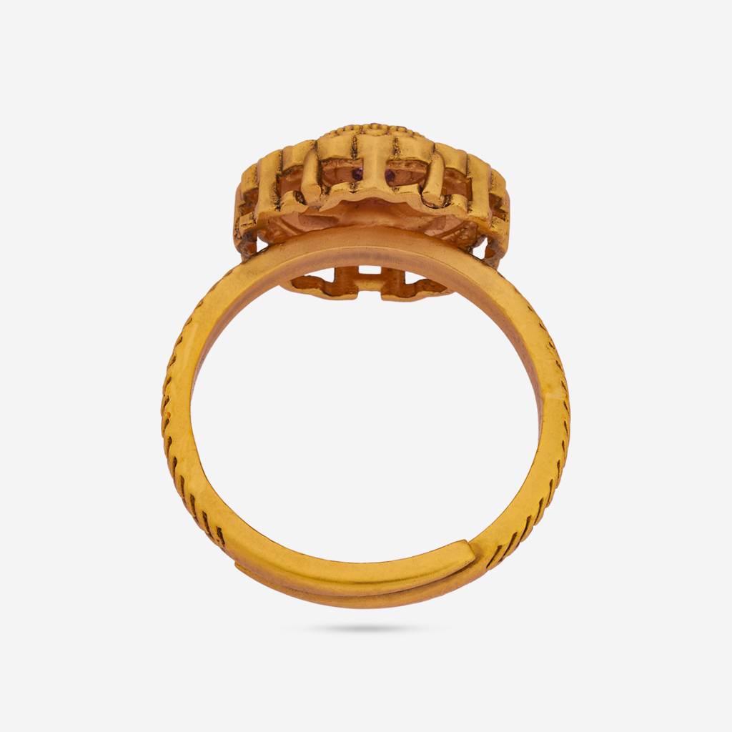 Ruby Gold-Plated Ethnic Antique Finger Ring-441571 : 441571