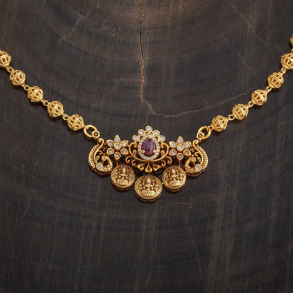 Kushal'S Fashion Jewellery Ruby Gold-Plated Ethnic Antique Necklace -431511 : 431511
