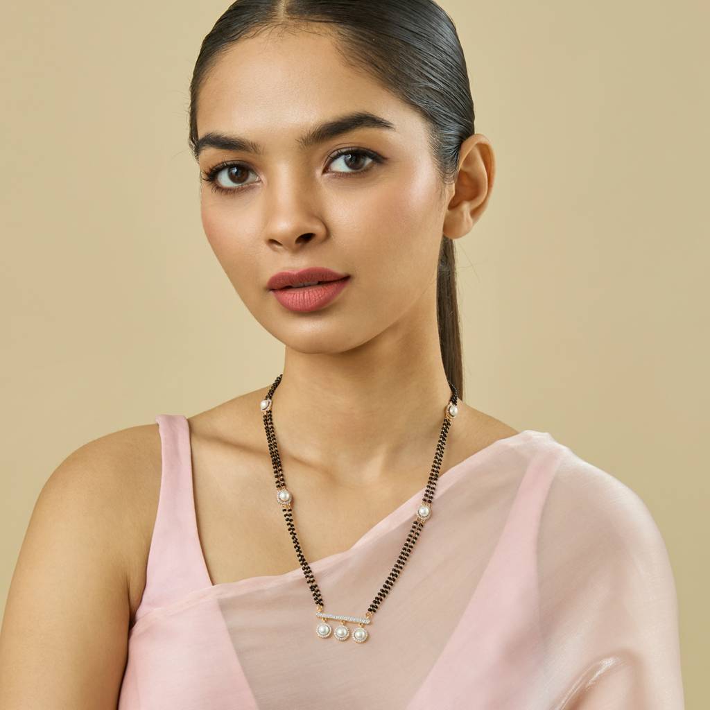 Kushal'S Fashion Jewellery  Rhodium-Plated Party Zircon Mangalsutra-181199 : 433288