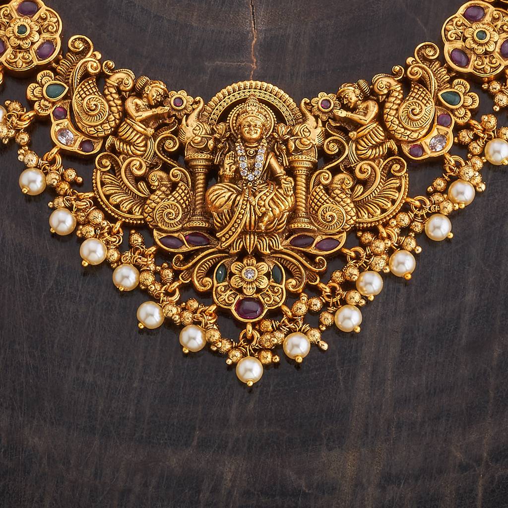 Kushal'S Fashion Jewellery Gold-Plated Artificial Stones And Beads Antique Jewellery Set : 430252