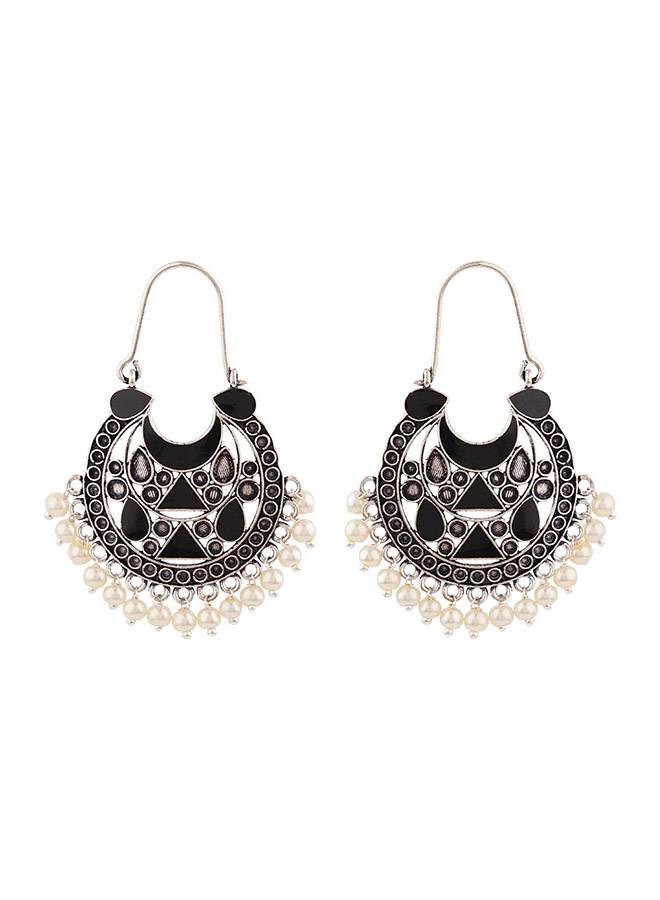 Rangabati Oxidized Silver Plated Earrings : 8907617887616
