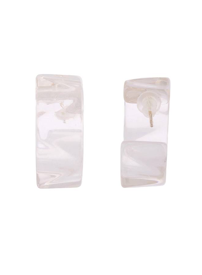 Resin Abstract Crystal Hoop Earrings : 8905124530278