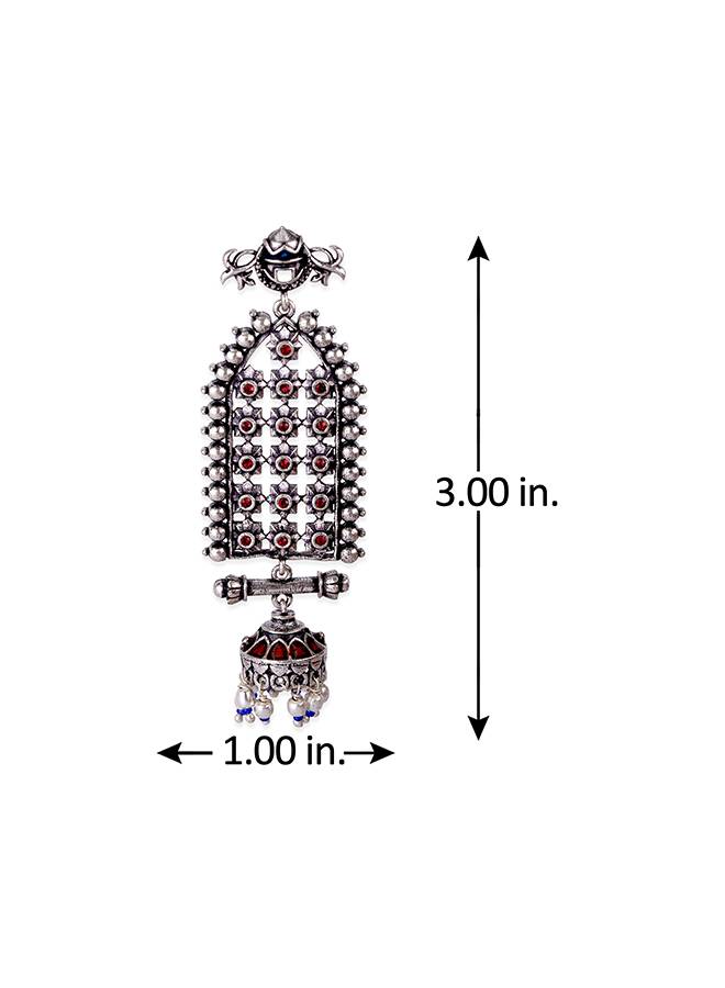 Arabian Nights Antique Silver Brass Earrings : 8905124424461