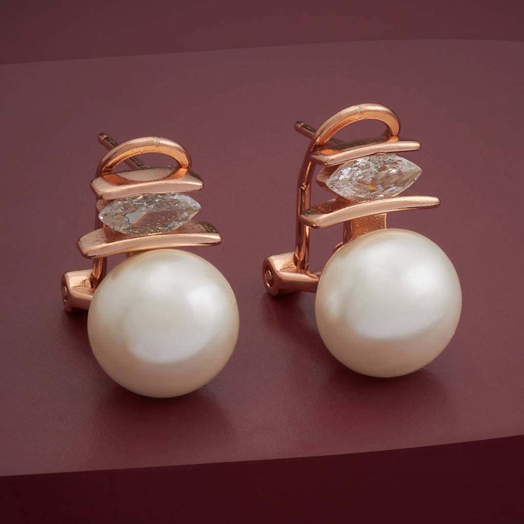 Kushal'S Fashion Jewellery Pearl Rose Gold-Plated Party Zircon