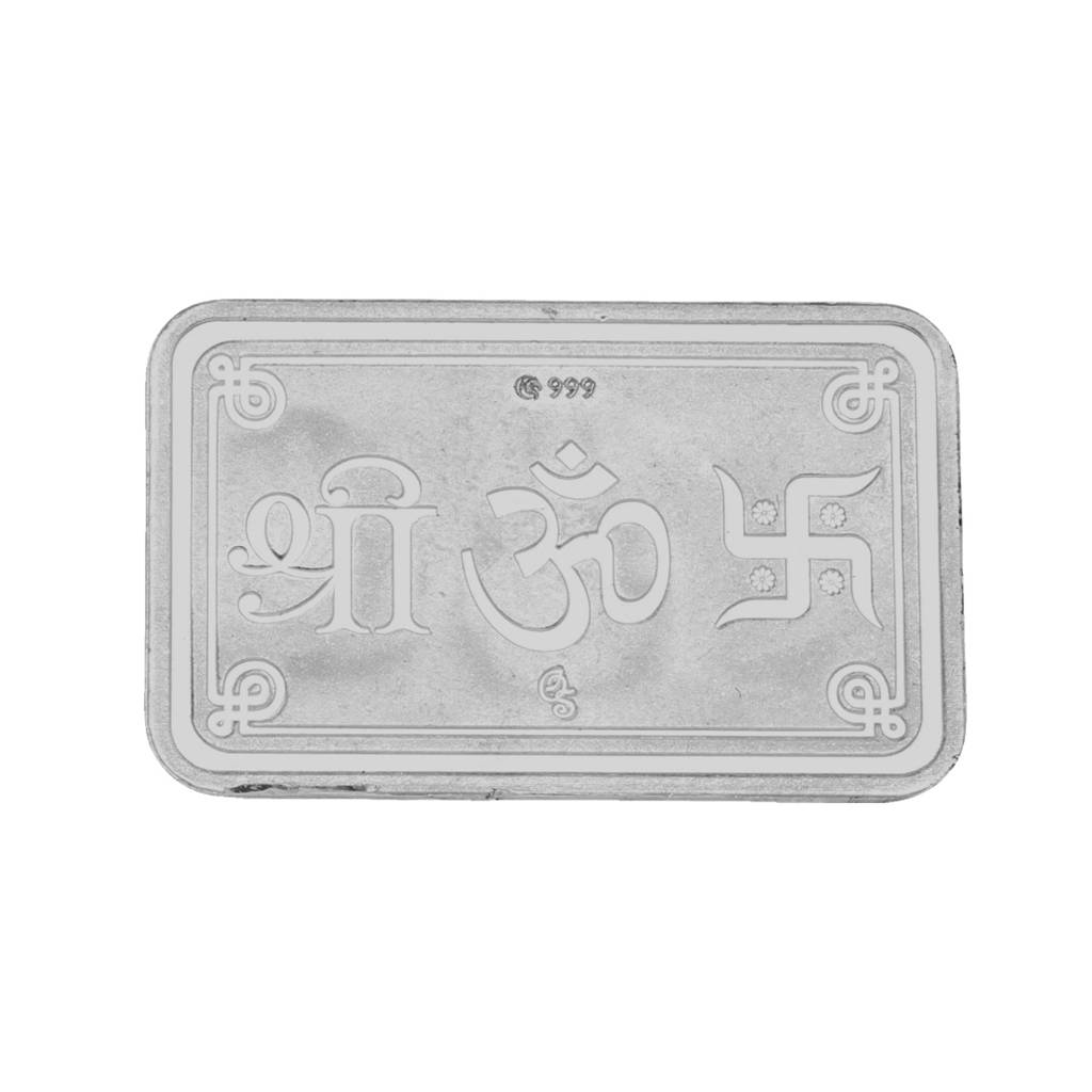 10 Grams Rectangular Ganesh Saraswathi Lakshmi Rectangle Pure Silver Coin : JPSEP-18-351-10