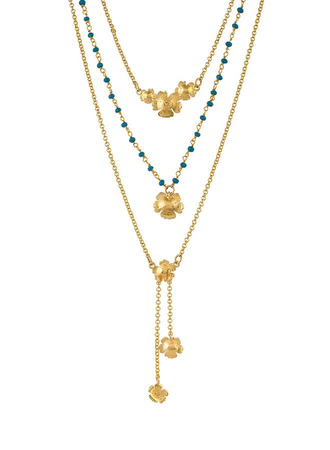 Voylla Hawaii Hibiscus Multi-Layered Necklace : 8905124521672