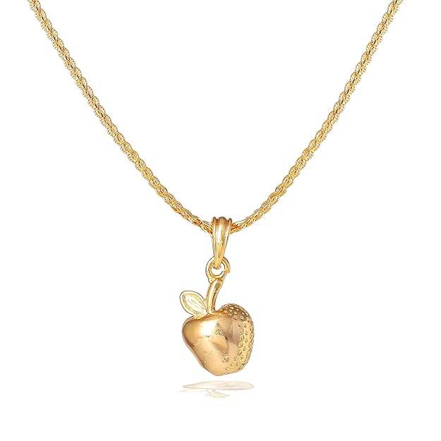 Fashion Jewelry Pendant For Women: Gold Plated Charismatic Lightweight Apple Design Pendant With Chain- I : OSAK014-IGPENDANT