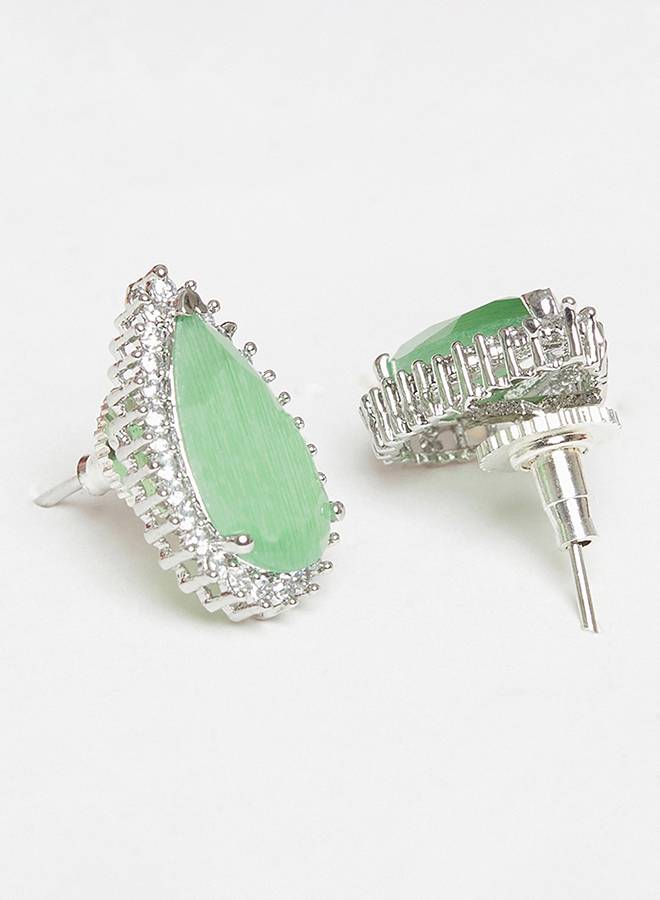 Sparkling Elegance Silver Pendant Set With Green Stones : 8905124443592
