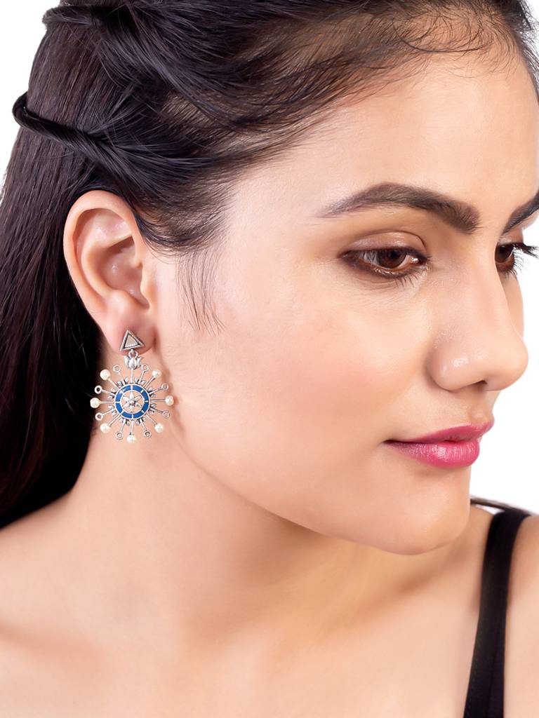 Indigo Affair Pin Wheel Earrings : 8905124025040