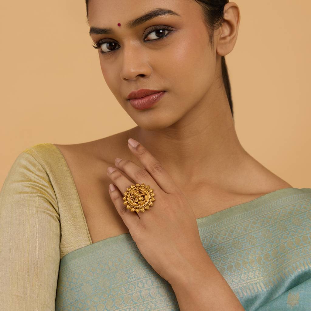 Kushal'S Fashion Jewellery Gold Plated Antique Finger Ring : 429864