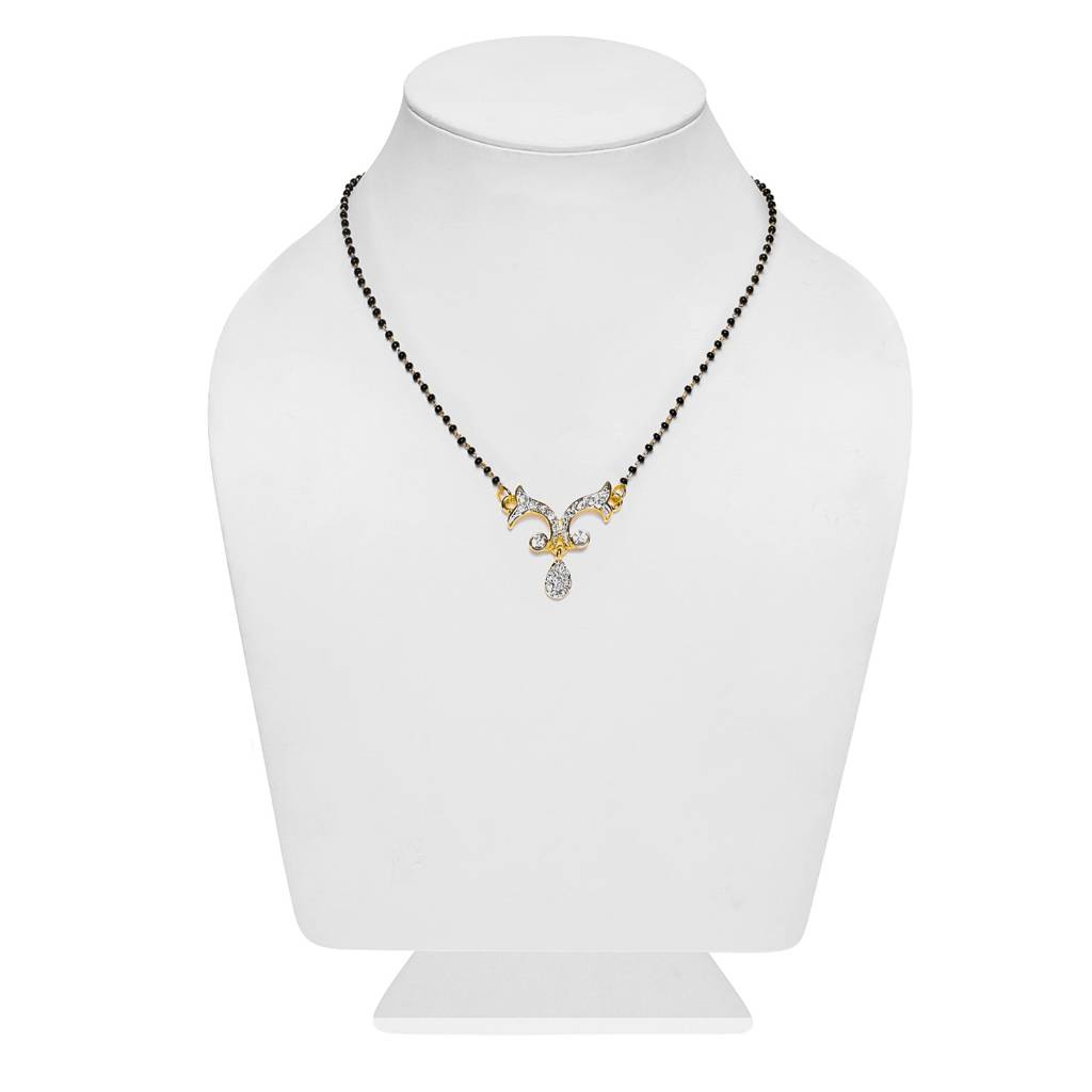 Estele Gold & Rhodium Plated Candere Drop Mangalsutra Necklace With Austrian Crystals For Women : EMS15010086NK