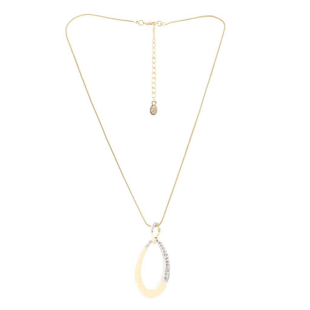 Estele Gold & Rhodium Plated Loop Designer Pendant With Austrian Crystals For Women : 596PENDANT