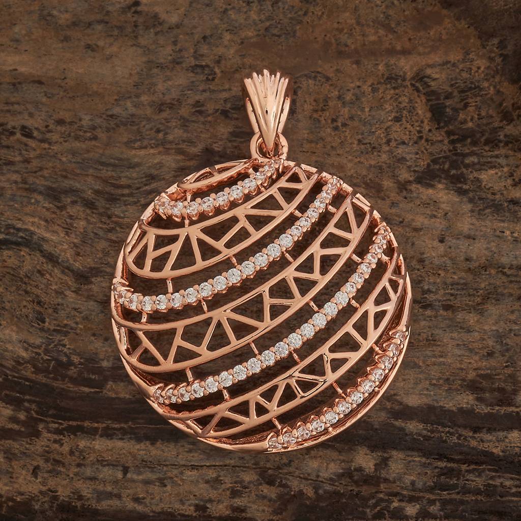 Kushal'S Fashion Jewellery White Rose Gold-Plated Party Zircon Pendant Set -184738 : 441186