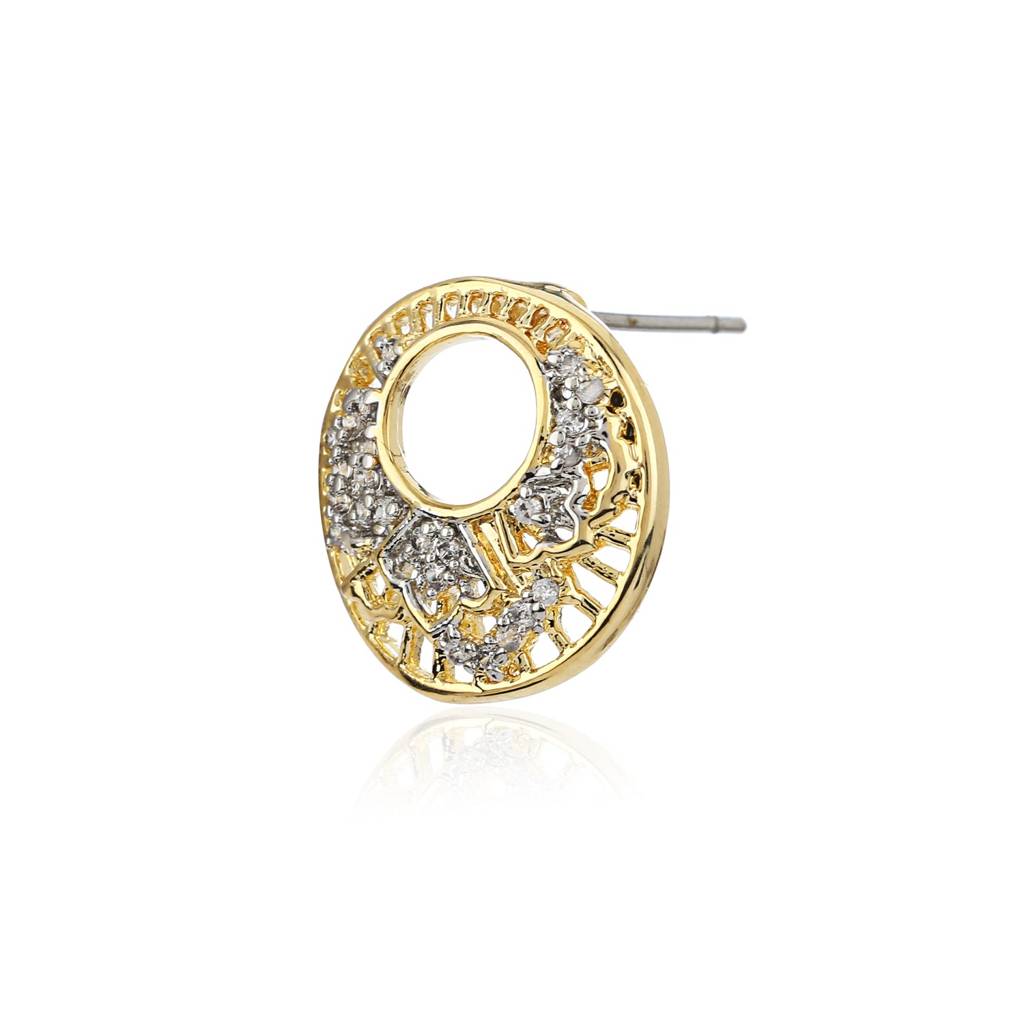 Estele Gold & Rhodium Plated Cz Round Shaped Earrings For Women : AD-323-ERER