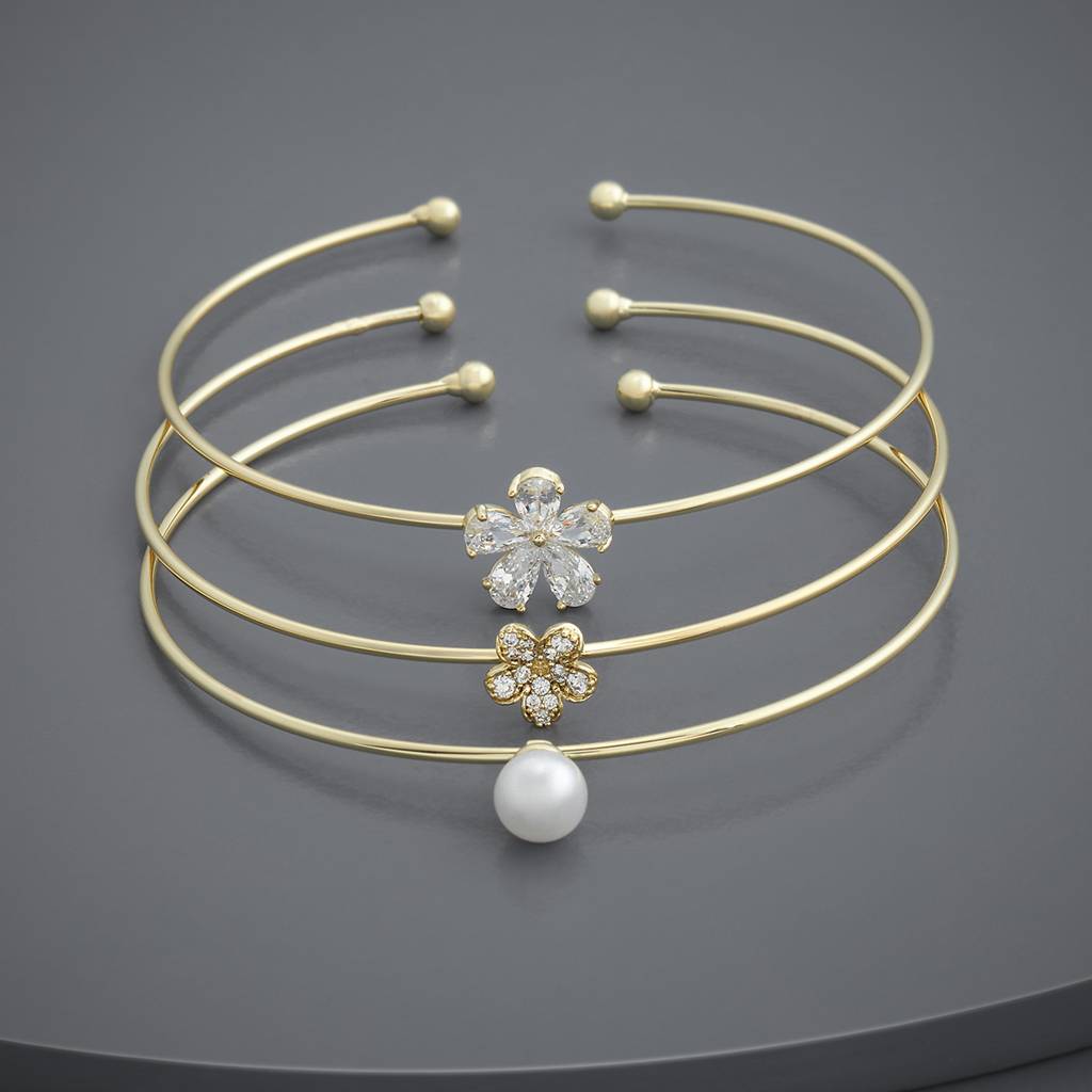 Kushal'S Fashion Jewellery Pearl Gold-Plated Party Trendy Kada-184992 : 441627