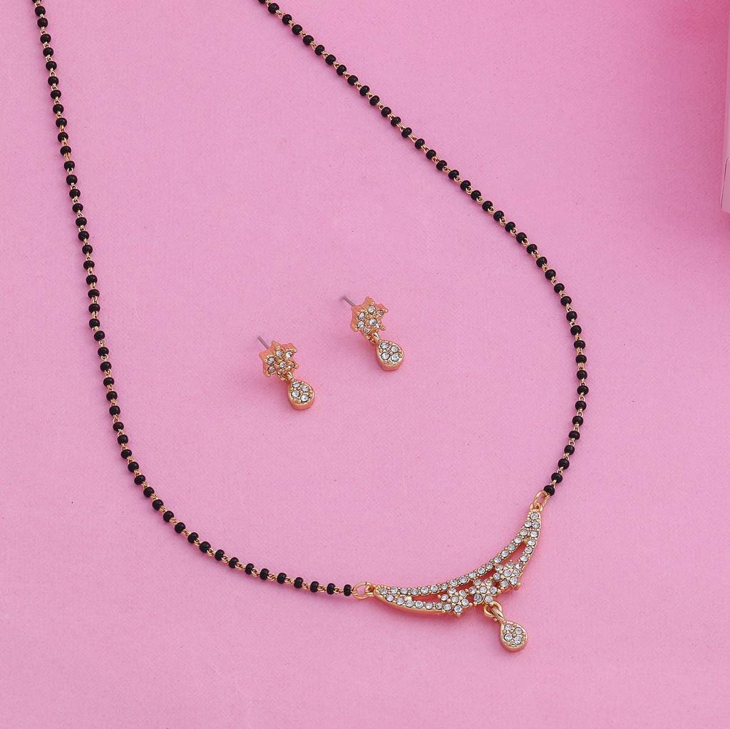 Estele Gold Plated Three Star Mangalsutra Necklace Set For Women : EMS14080063NKER