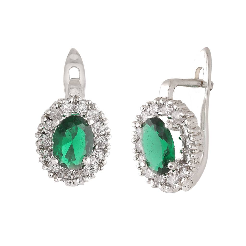 Estele Rhodium Plated Cz Fascinating Flower Shaped Stud Earrings For Women : AD-113734-IRER