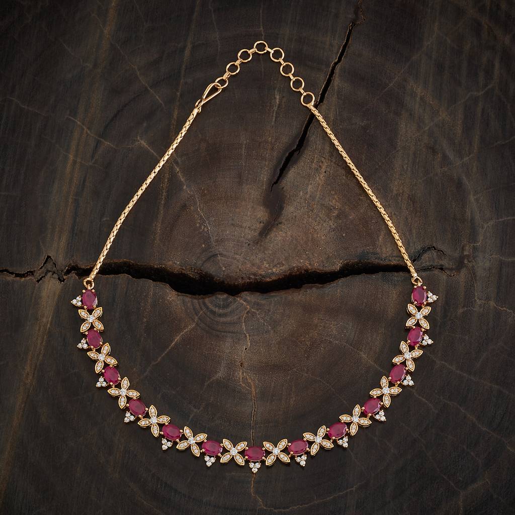 Ruby Gold-Plated Party Zircon Necklace-421322 : 421322