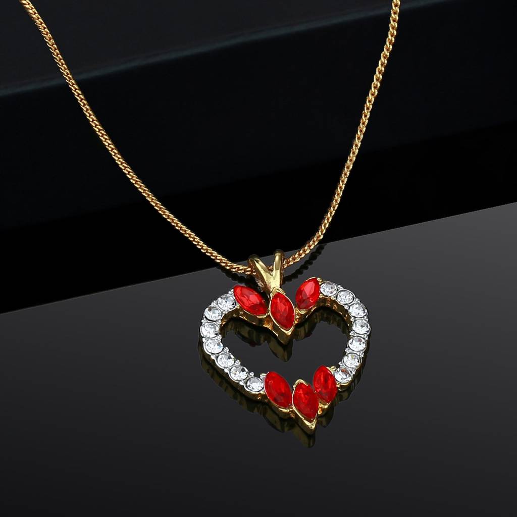 Estele Gold & Rhodium Plated Heart Shaped Pendant With Crystals For Women : 842PENDANT