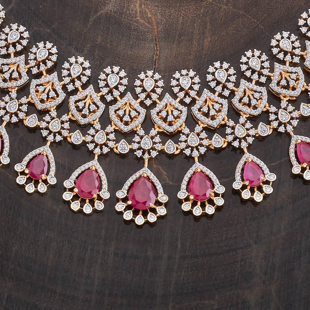 Kushal'S Fashion Jewellery Rhodium-Plated Cubic Zirconia Studded Jewellery Set-178007 : 426497