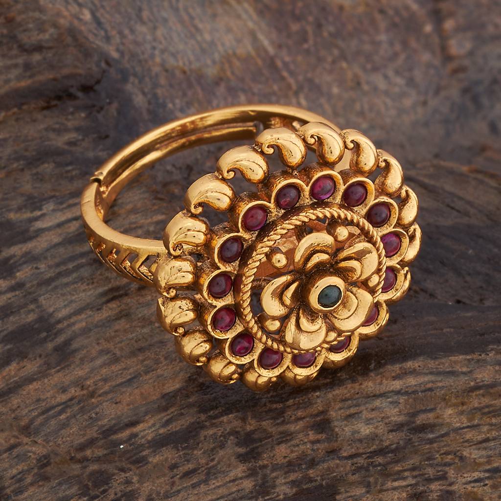Kushal'S Fashion Jewellery Gold Plated Artificial Stones Studded Finger Ring-178638 : 427707