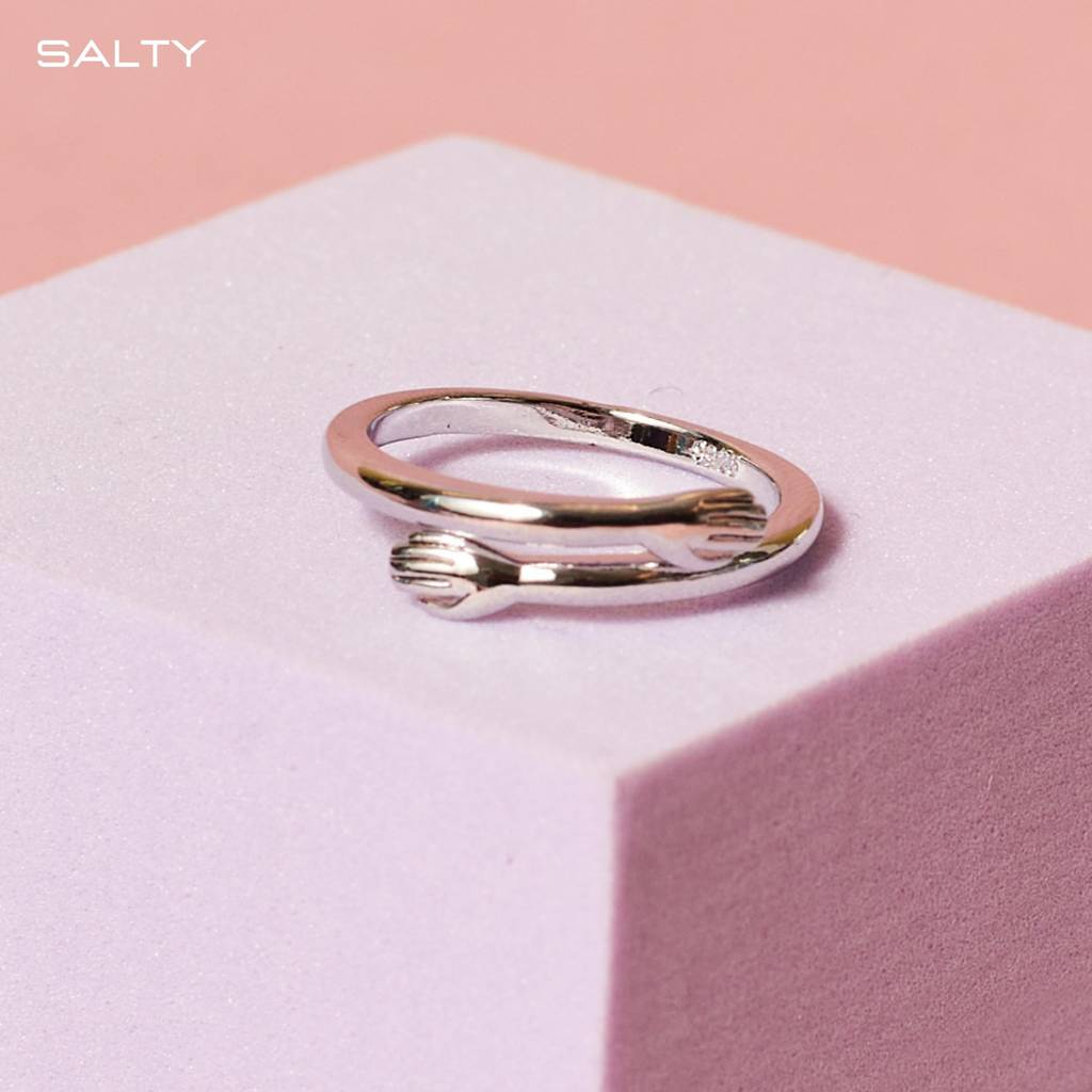 Silver Hug Promise Ring - Adjustable - Anti Tarnish : RS10274
