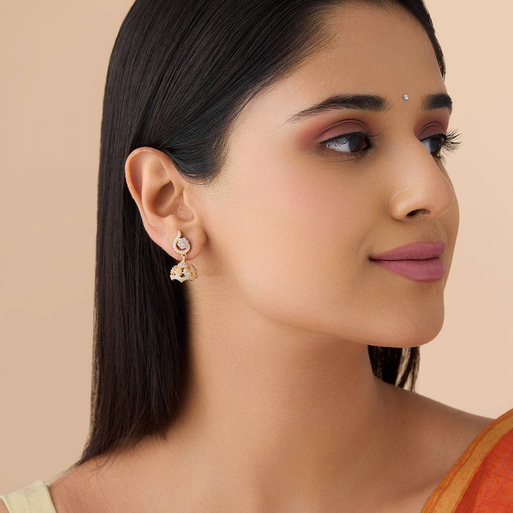 Kushal'S Fashion Jewellery White Gold-Plated Party Zircon Jhumkas-178238 : 426789