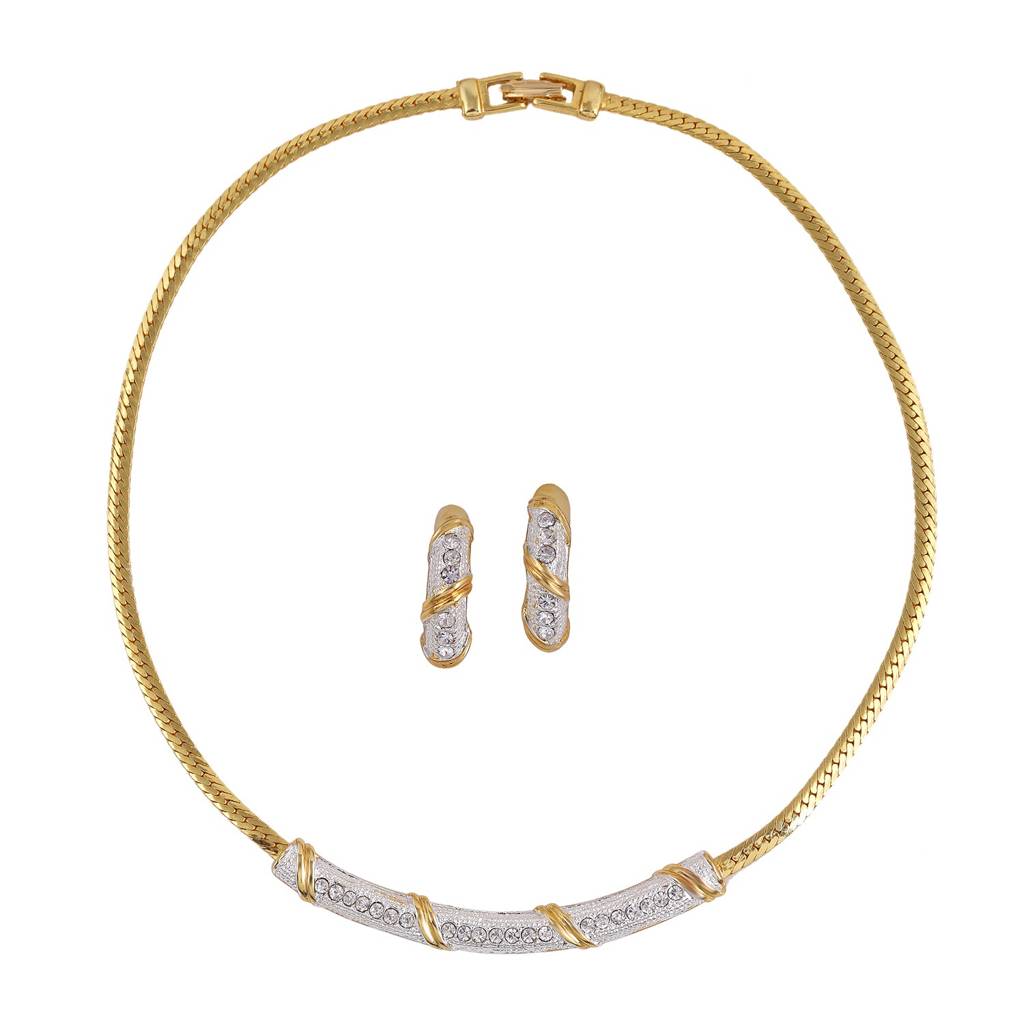 Estele Gold & Rhodium Plated Radiance Jewellery Set With Austrian Crystals For Women : 5595NKER