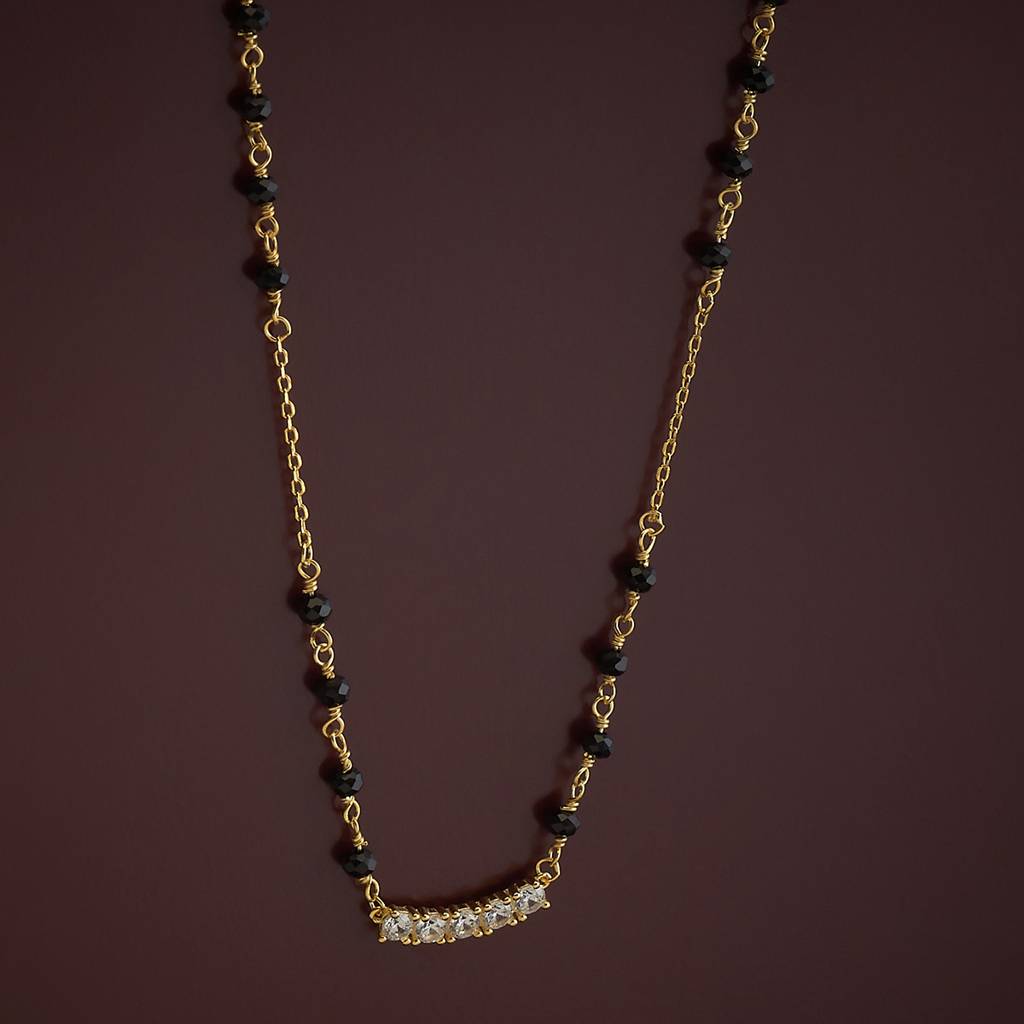 Kushal'S Fashion Jewellery White Gold-Plated Office Wear Silver Mangalsutra : 437550
