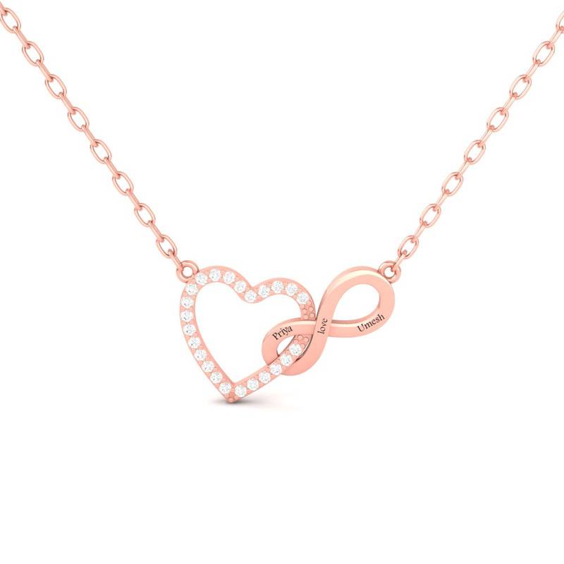 Customized Moissanite Heart & Infinity Necklace : TGDP-203-Y