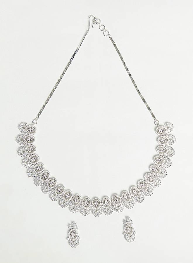 Cz Gems Embellished Sparkling Elegance Necklace Set : 8905124445398