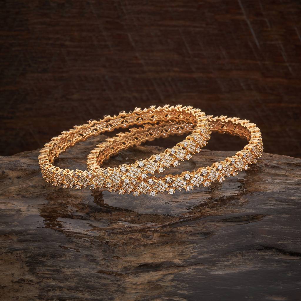 Kushal'S Fashion Jewellery White Gold-Plated Party Zircon Bangle-181982 : 434664