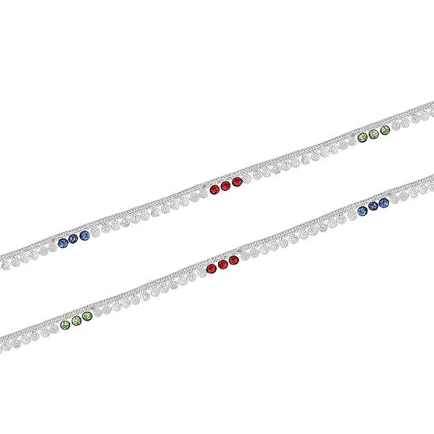 Fashion Jewelry Anklets For Girls & Women: Rhodium Plated Tropical Delight: Colorful Crystals Enhanced Li : OSAK002-IRMCANKLET