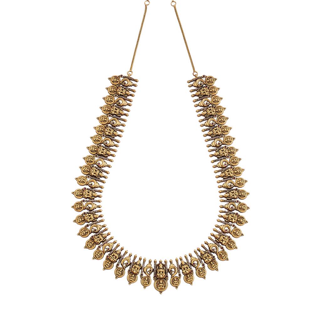 Kushal'S Fashion Jewellery Ruby Gold-Plated Ethnic Antique Necklace -404662 : 404662