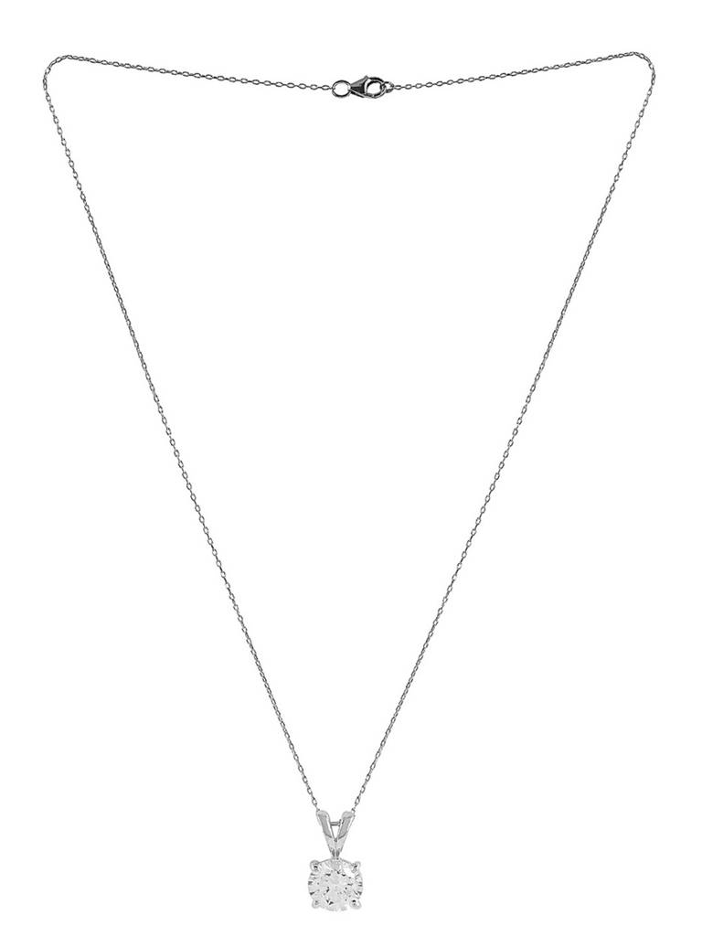 925 Sterling Silver Cz Embedded Pendant With Chain : 8905124441543