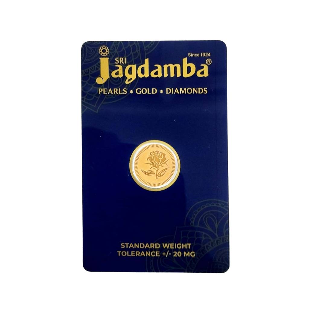 Sri Jagdamba Pearls 1 Gram 22Kt (916) Hall Marked Flower Gold Coin : JPAUG-17-070-22-1