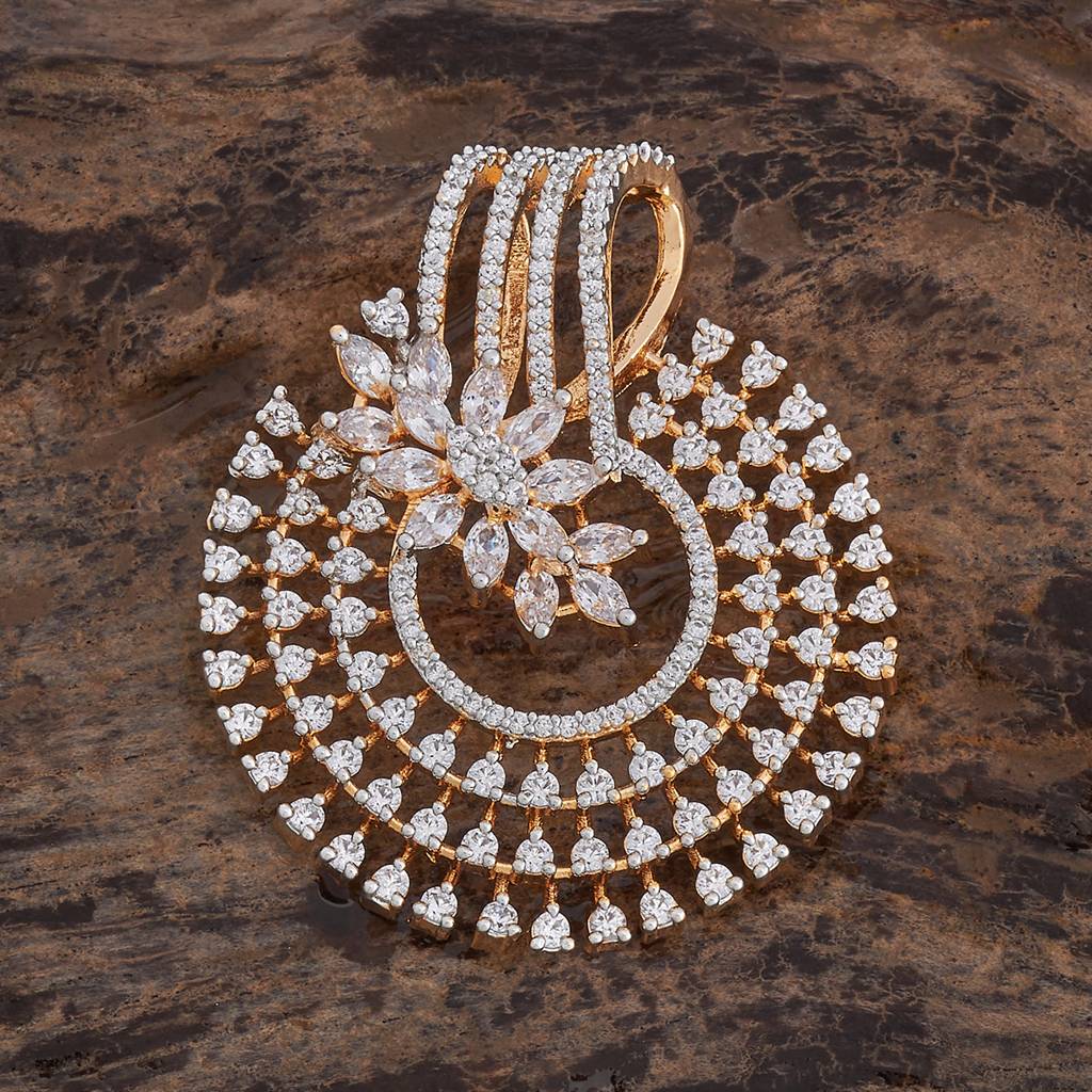 Kushal'S Fashion Jewellery White Rhodium-Plated Party Zircon Pendant - 427424 : 427424