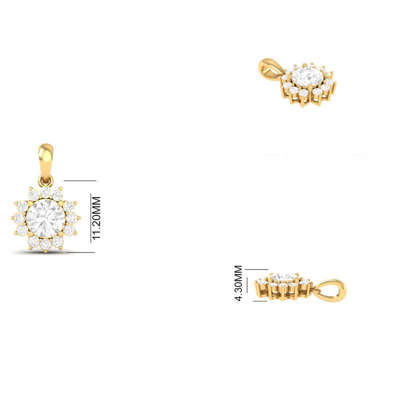 1.0Ct Moissanite Floral Cluster Pendant In 14Kt Gold Over Sterling Silver : TGDP-29