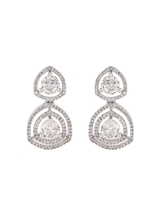 Sparkling Elegance Round Cut Cz Dangler Earrings : 8905124507850