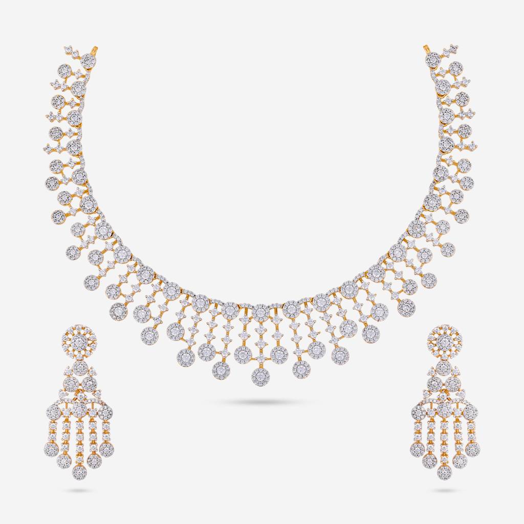 Kushal'S Fashion Jewellery White Gold-Plated Ethnic Zircon Jewellery Set -451916 : 451916