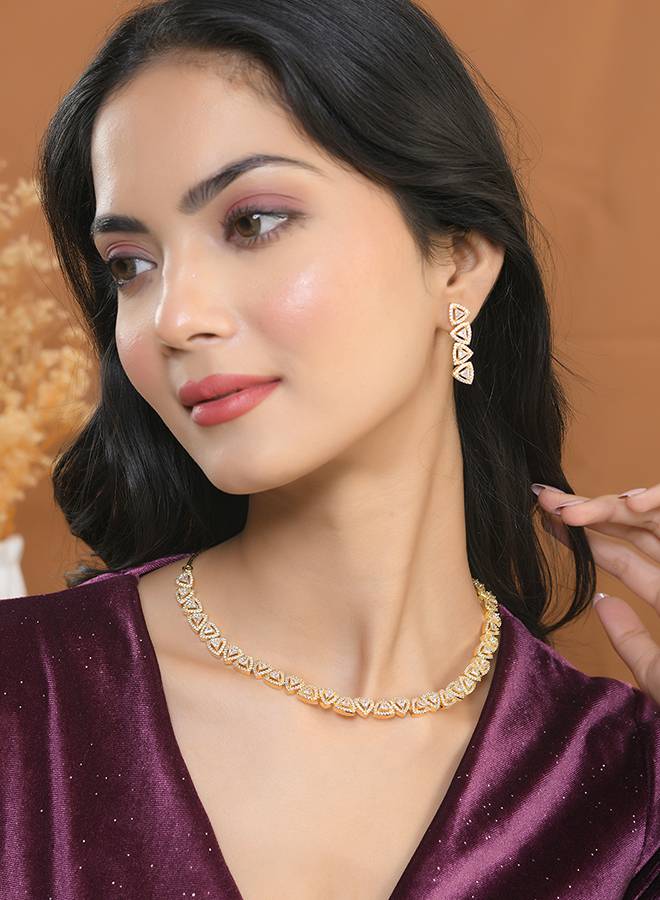 Sparkling Elegance Eternal Grace American Diamond Necklace Set : 8905124527186