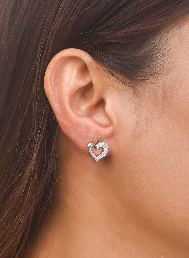 925 Sterling Silver Heart Shaped Earring : 8905124441383