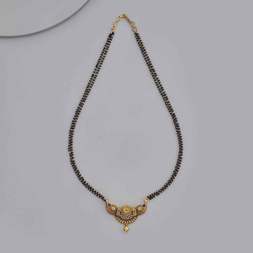 Kushal'S Fashion Jewellery Ruby Gold-Plated Ethnic Antique Mangalsutra -169746 : 411635
